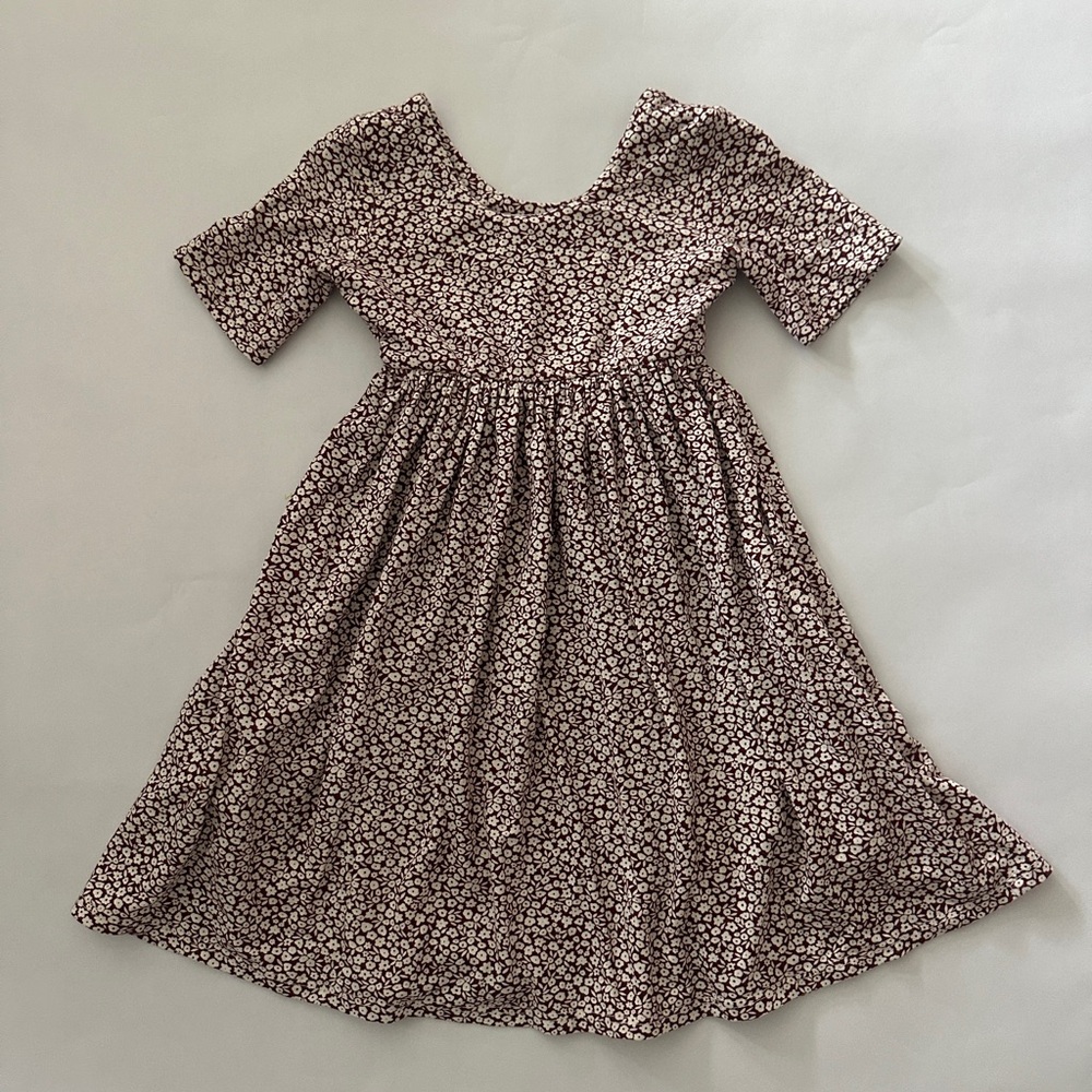 Remie Girl Plum and White Floral Kids Dress